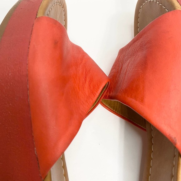 Bonavi Orange-Red Leather Platform Slides Size EU 40 - Picture 13 of 14